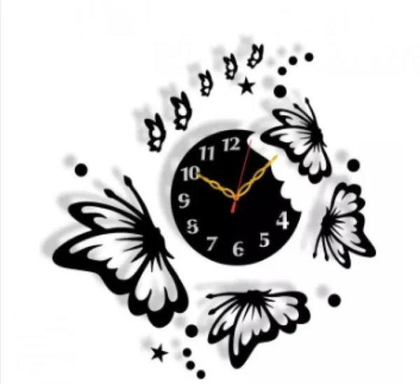 Handcrafted DIY 3D Wooden Butterfly Wall Clock – Silent Quartz Movement – 3D Butterfly Wall Clock- Home Decor & Gift