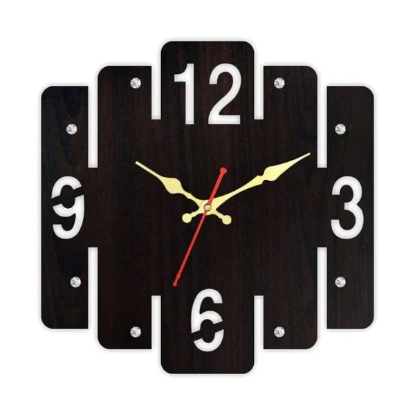 3D Wooden wall Clock DIY Design Decoration Quartz Numeric (12x12)