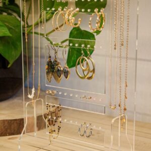 Clear Acrylic Jewelry Organizer | Necklace & Earring Holder | Bracelet Display Stand