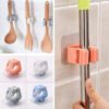 Wall Mount Mop and Broom Holder - Self-Adhesive, Space-Saving Storage Organizer