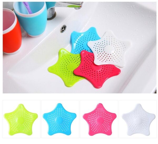 Universal Silicone Sink Strainer with Starfish Design - Hair Catcher & Drain Stopper (Kitchen & Bathroom)